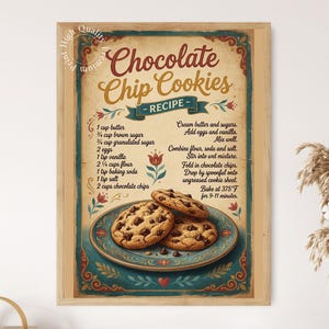 Schokoladenkekse Rezept Poster, Vintage Backküche Wandkunst