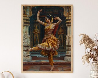 Bharatanatyam Dancer Giclee Print, Indian Dance Art, Vibrant Wall Decor