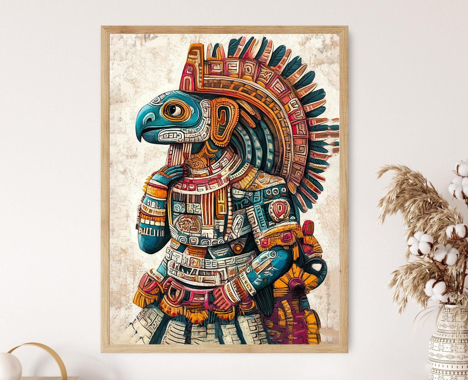 Aztec God Tezcatlipoca Art Print, Ancient Mesoamerican Deity