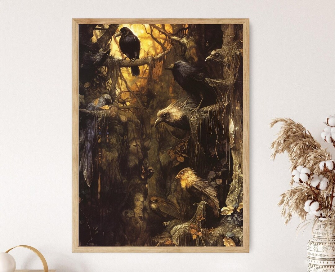Dark Fantasy Raven Art Print: Gothic Horror Wall Decor - Etsy