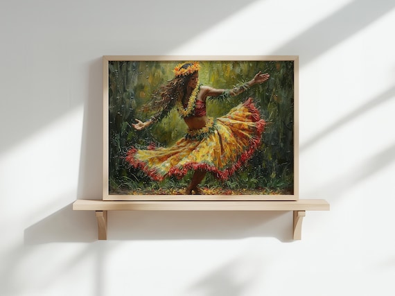 ハワイの伝統の優美さをとらえた、優美なフラダンスアート - Etsy 日本