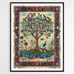Vibrante Jardín del Edén Tarot Card Art Print, Ilustración de alta calidad, Obra de arte de la sala de meditación, Regalo reflexivo de inauguración de la casa