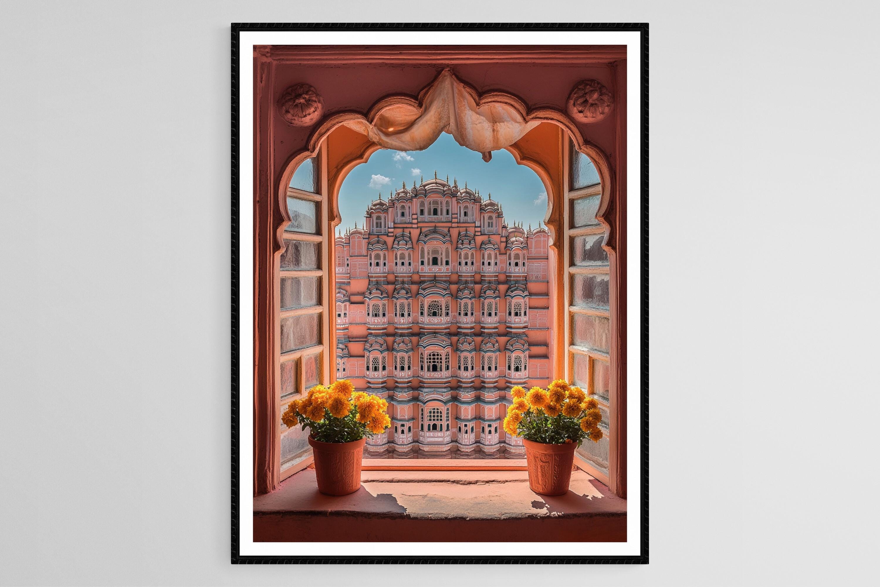 Jaipur, Rajasthan Art Print, Hawa Mahal and Marigold Windows - Etsy