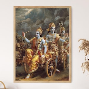 Bhagavad Gita Art Print, Intricate Sacred Text Artwork, Spiritual Home Decor, Unique Hindu Gift