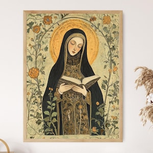 Hildegard of Bingen Inspired Art Print, Vintage Religious Decor, Christian Artwork
