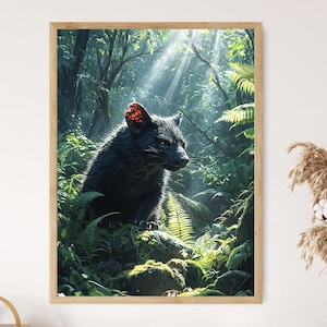 Tasmanischer Teufel im Wald Szene Kunstdruck Wildtier Dekor Poster