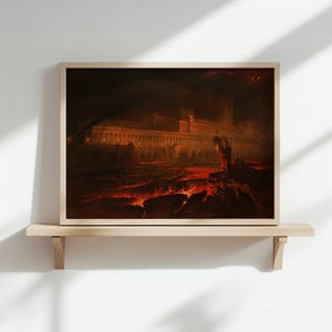 Le Pandemonium Fine Print, John Martin Dark Apocalyptic Painting, Louvre Dramatic Scene