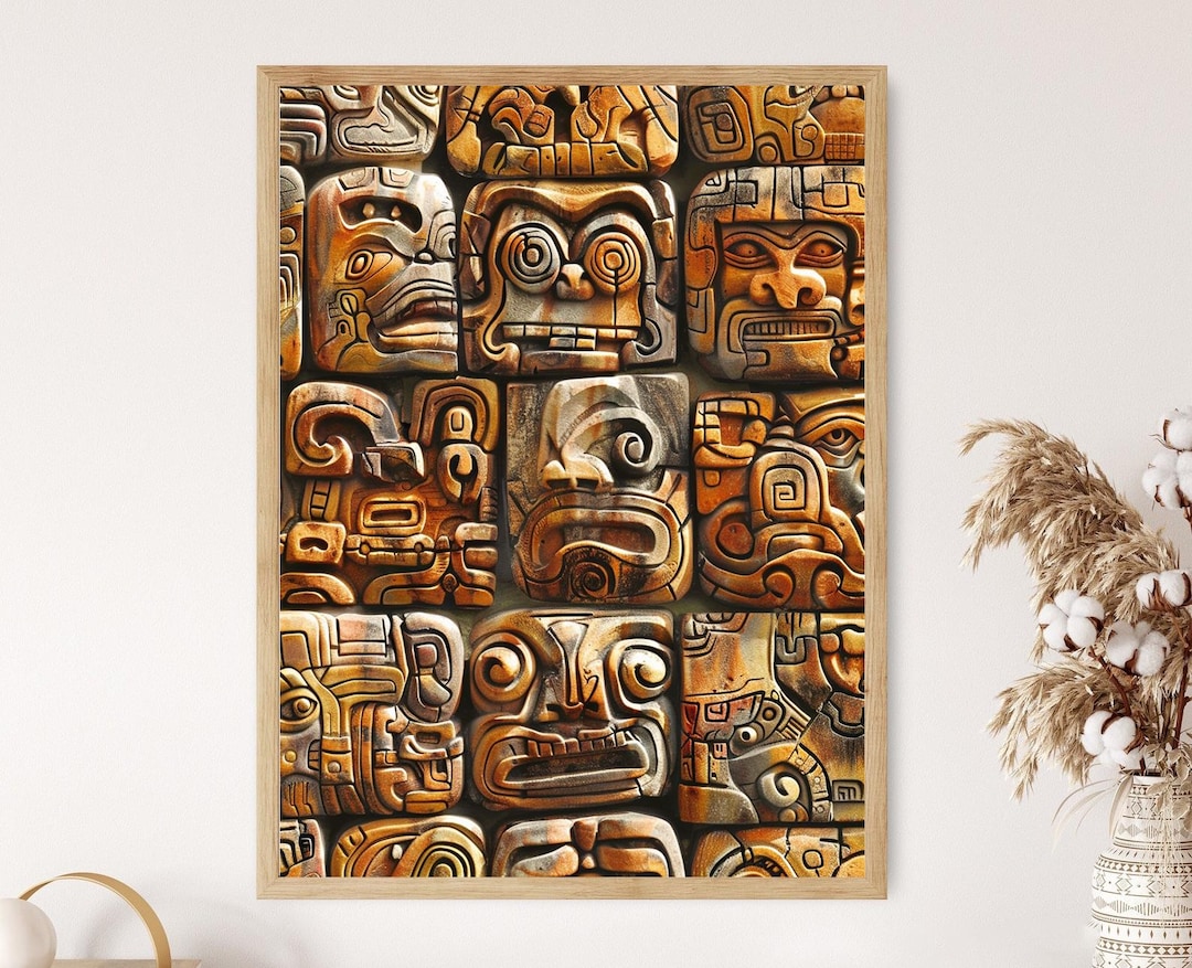 Mayan Scripts Inspired Art Print, Authentic Hieroglyphs Poster ...