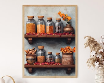 Kerala Ayurvedic Art Print: Turmeric, Coir Mat, South Indian Folk Medicine