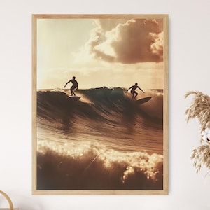 Vintage Surfer Fotodruck, 1960er Jahre North Shore Oahu, Big-Wave-Szene