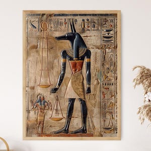 Egyptian Anubis Art Print, Hall of Maat Wall Decor, Mythology Poster