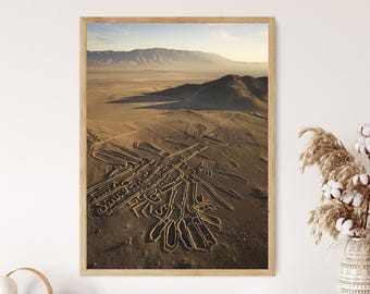 Nazca Lines Art Print: Peruvian Landscape Travel Poster
