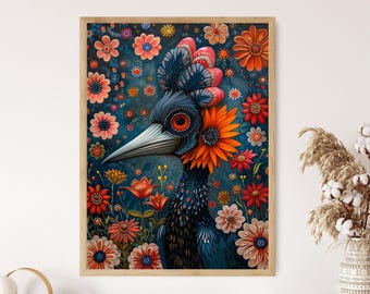 メキシコの民芸品、鳥のプリント：手作りのカラフルなイラスト - Etsy 日本