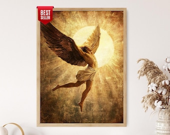 Icarus Falling Art Print: Greek Mythology Tragic Hero Decor