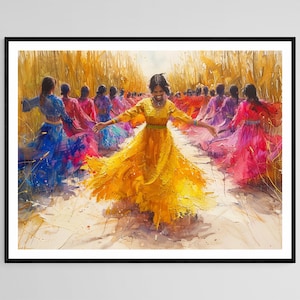 Vibrant Tinikling Dance Painting, Celebrating Filipino Culture and Tradition with Dynamic Movement