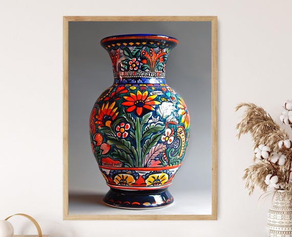 Talavera Pottery Art Print: Mexican Floral Ceramic Design - Etsy