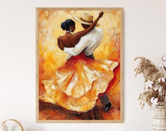 Impression d'art de danse rumba : illustration de danse folklorique cubaine vibrante