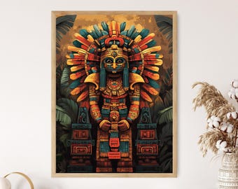 Itzamna Mayan God Art Print: Ancient Creation Deity, Mayan