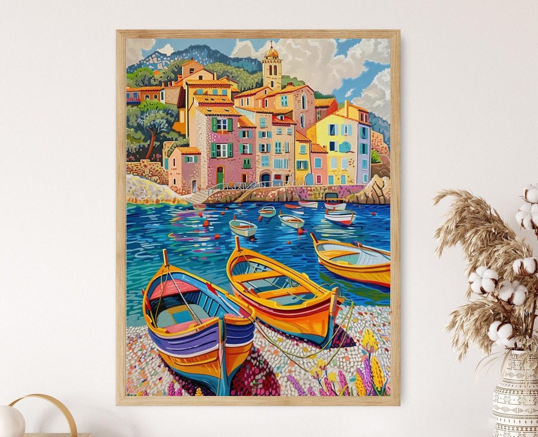 ポール・シニャックにインスパイアされた点描絵画、鮮やかな壁アート