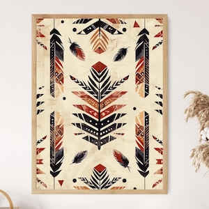 Traditional Navajo Design Art Print, Vibrant Wall Decor, Cultural Office Art, Thoughtful Gift for Art Lovers