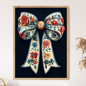 Hungarian Folk Ribbon Ornament Art Print, Traditional Heritage Decor Poster