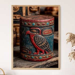 Haida Bentwood Box Poster, Indigenous Carved Wood Art Print, Northwest Coast Native Decor