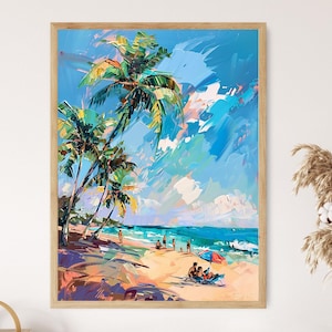 El Cuco Beach Painting, El Salvadorian Coastal Art Print, Sun, Sand, and Surf
