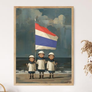 Três pequenos marinheiros com estampa da bandeira tailandesa, peça decorativa artesanal para casa, lindo presente de inauguração ou arte para berçário