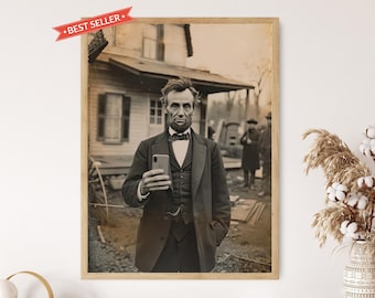 Lustiges Vintages Foto - Abraham Lincoln Selfie-Druck, schrulliges historisches Dekor