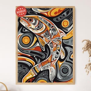 Haida Salmon Art Print: Indigenous Formline Style, Native American Decor