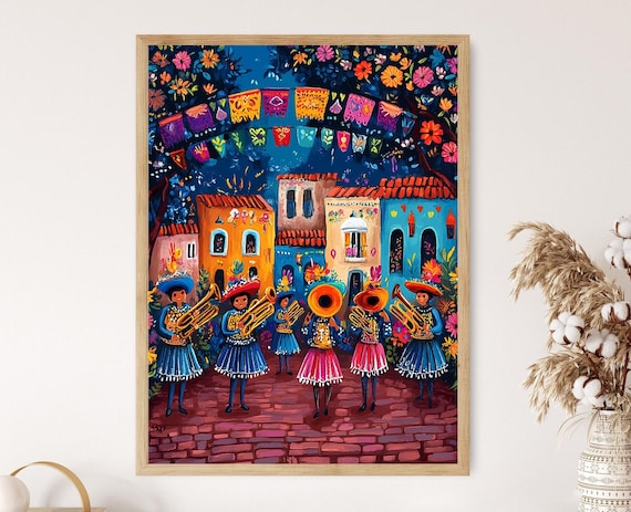 Guelaguetza Parade Art Print: Oaxacan Street Festival Illustration