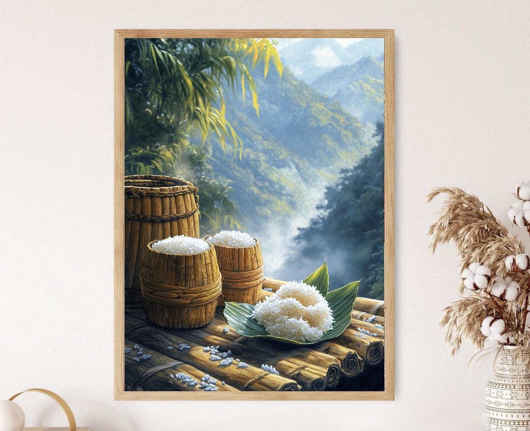 Nagaland Bamboo Steamed Sticky Rice in Leaf Cup Fine Art Print - Etsy