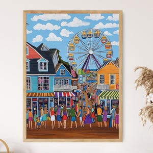 Ocean City Maryland Boardwalk Art Print, Summer Beach Scene, Coastal Vacation Wall Art