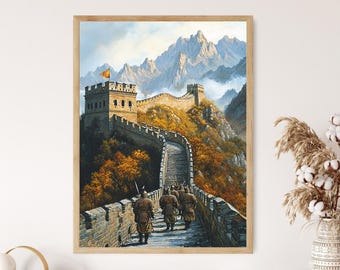 Peinture dessin aquarelle de la grande muraille de chine | Image