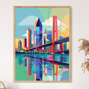 Ciudad del Este Art Print, Modern Skyline, Friendship Bridge