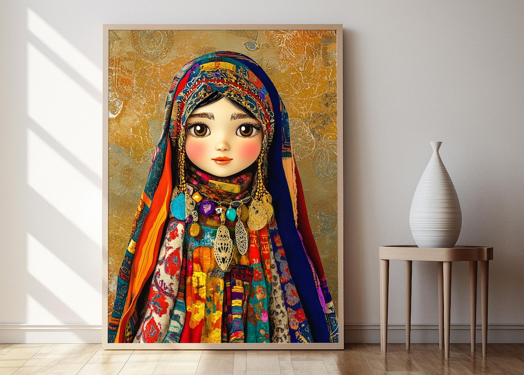Kurdish Girl Art Print, Traditional Kurdish Dress and Embroidery - Etsy