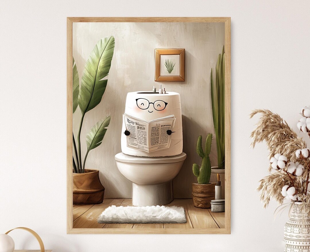 Funny Toilet Paper Print: Morning Bathroom Humor Illustration - Etsy