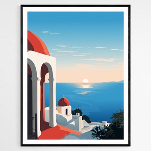 Paysage de l'île de Mykonos - impression d'art de haute qualité, décoration artistique pour la maison, cadeau d'anniversaire unique