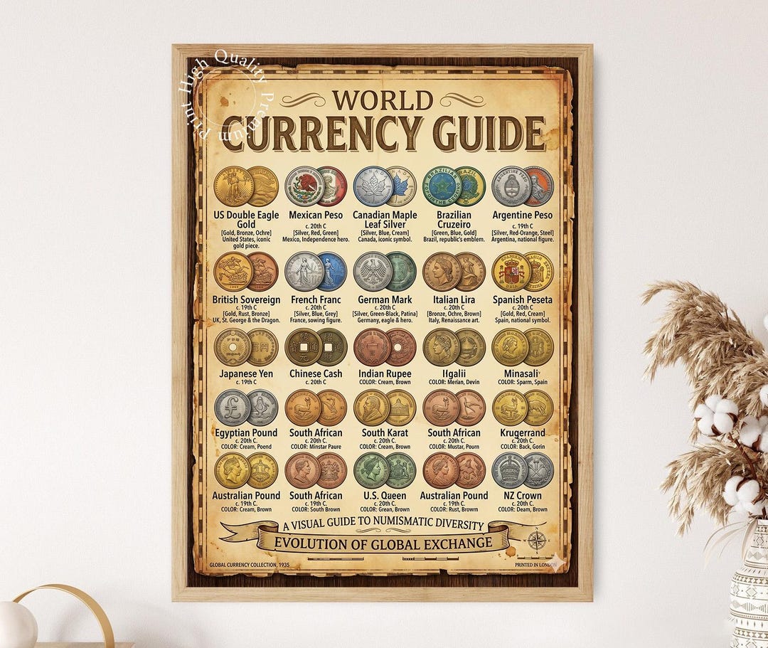 World Currency Guide Poster, Global Money and Banknotes Educational ...