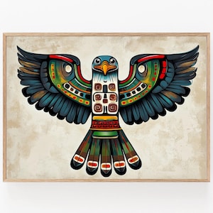 Haida Eagle Totem Art Print, Native Tribal Symbol Wall Decor