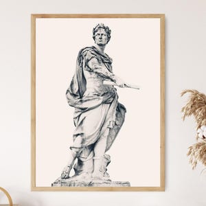 Julius Caesar Statue Print, Roman Emperor Wall Art, Classical Marble Sculpture Poster