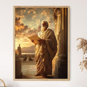 Plato Portrait Art Print, Ancient Greek Philosopher, Academy of Athens