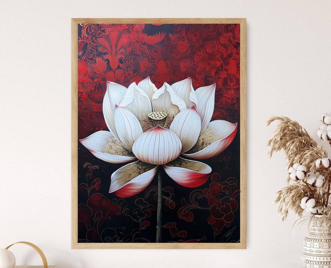 White Lotus Flower Art Print: Elegant Botanical Wall Decor - Etsy