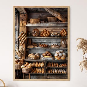 Impresión de panadería francesa parisina, elegante arte de pared, decoración de cocina ideal para entusiastas de la repostería, regalo único
