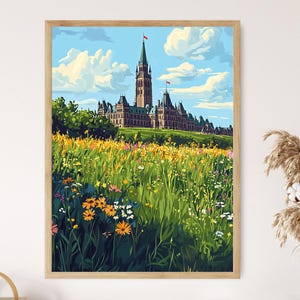Parliament Hill Art Print, Ottawa Peace Tower and Gothic Architecture
