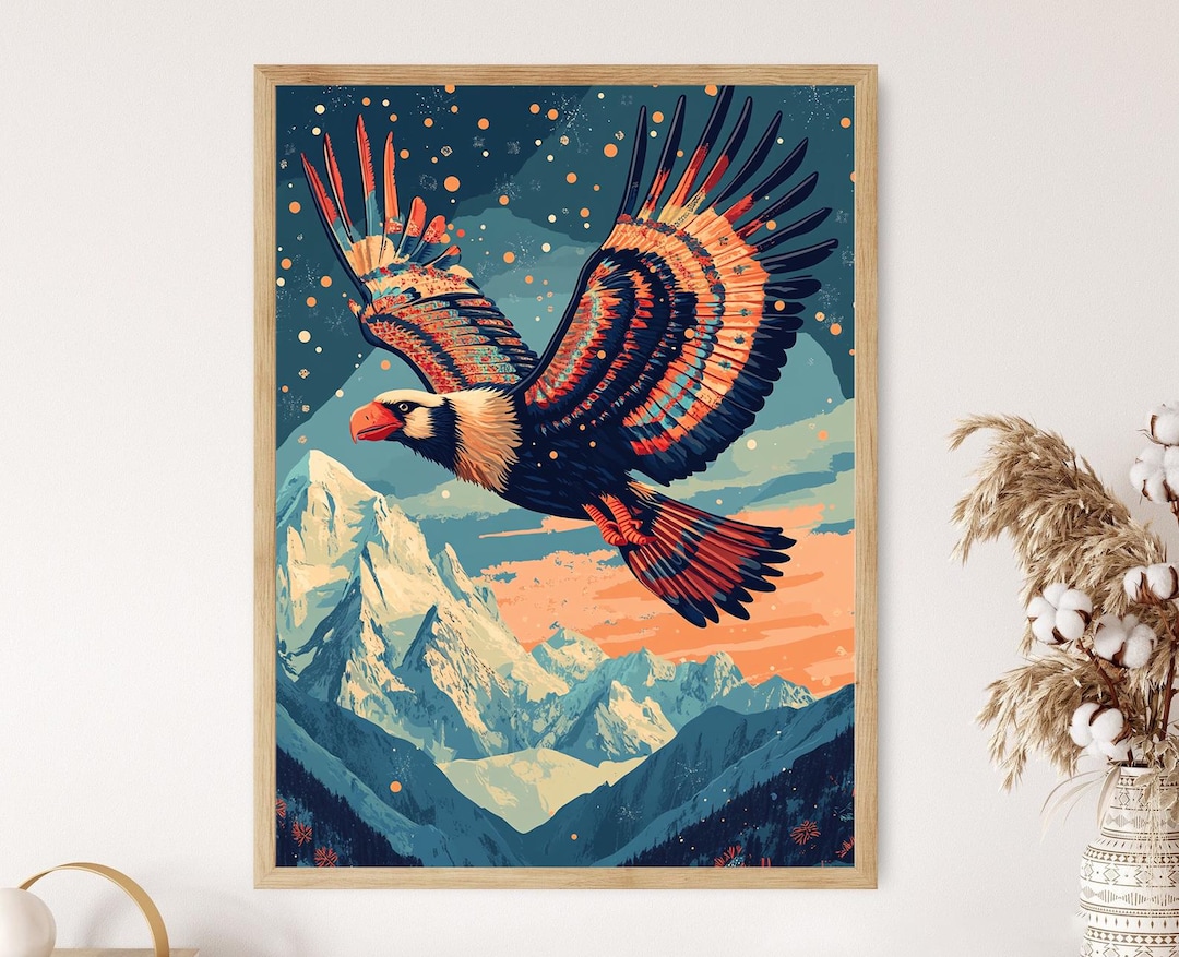 Bolivian Andean Condor Illustration, Wiphala Patterns and Mountain Art ...