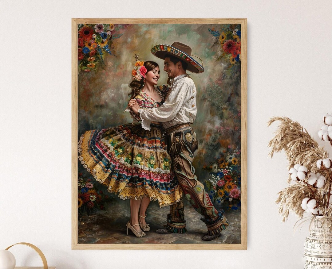 Jarabe Tapatío Dance Print, Romantic Mexican Art, Handcrafted - Etsy