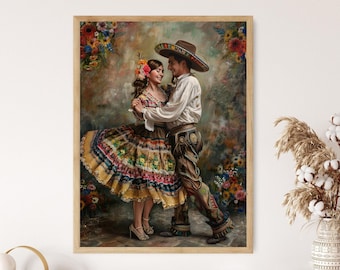 メキシコのダンスアート メキシコのフォークダンス キャンバス壁アート