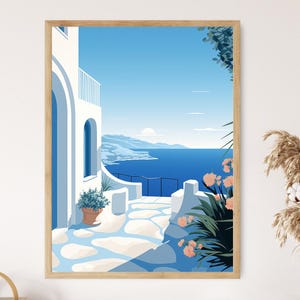 Impression de l'île grecque de Mykonos - Décoration murale captivante de paysage marin pour embellir la maison, cadeau de pendaison de crémaillère parfait