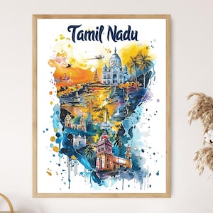 Reiskaart Tamil Nadu, levendig Zuid-Indiaas cultureel schilderij